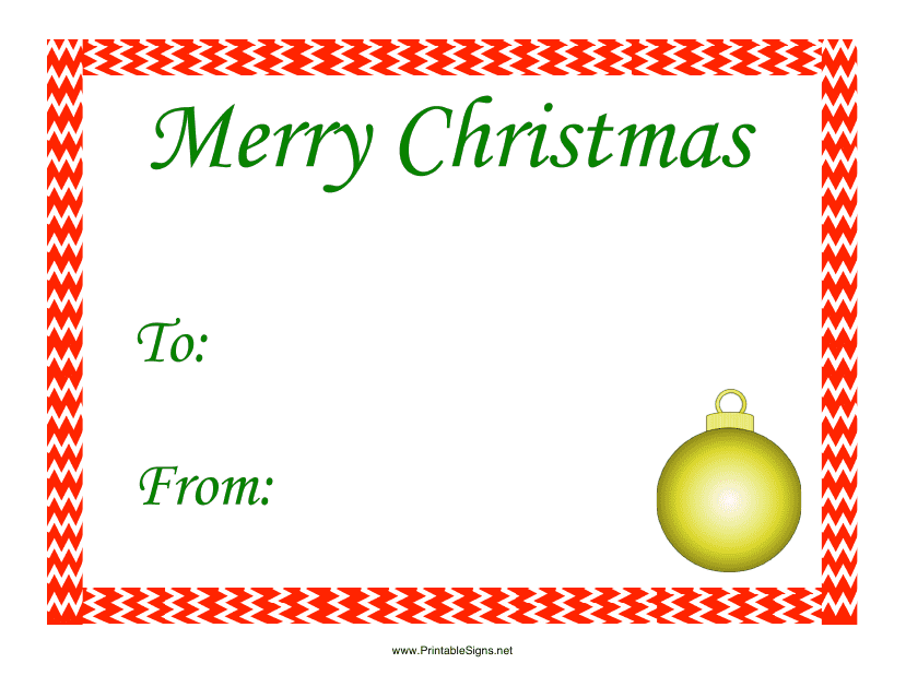 Merry Christmas Tag Template PDF Template