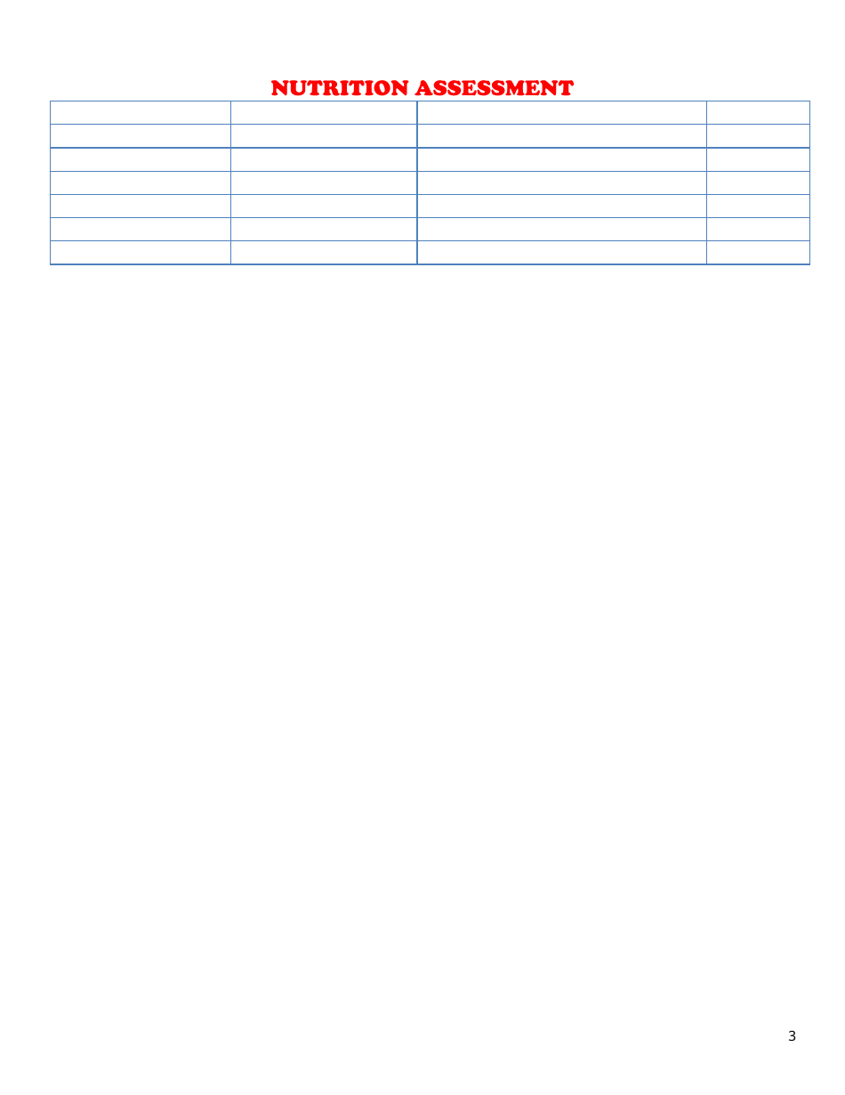 Nutrition Assessment Form Heb Health And Wellness Fill Out Sign