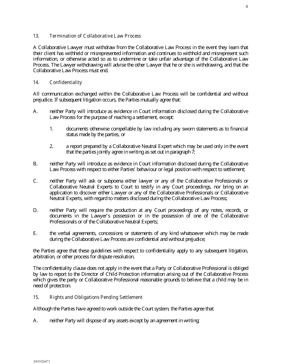 Collaborative Law Participation Agreement Template Fill Out Sign