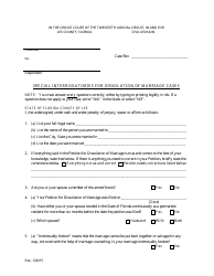 Special Interrogatories for Dissolution of Marriage Cases - Lee County, Florida