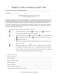 Document preview: Statement of Expert Evaluation Form - Warren county, Ohio