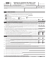 Document preview: IRS Form 8898 Statement for Individuals Who Begin or End Bona Fide Residence in a U.S. Possession