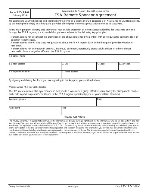 IRS Form 13533-A  Printable Pdf