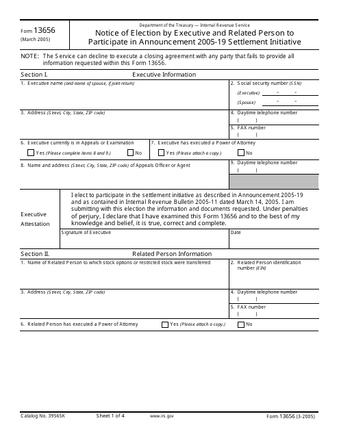 IRS Form 13656  Printable Pdf
