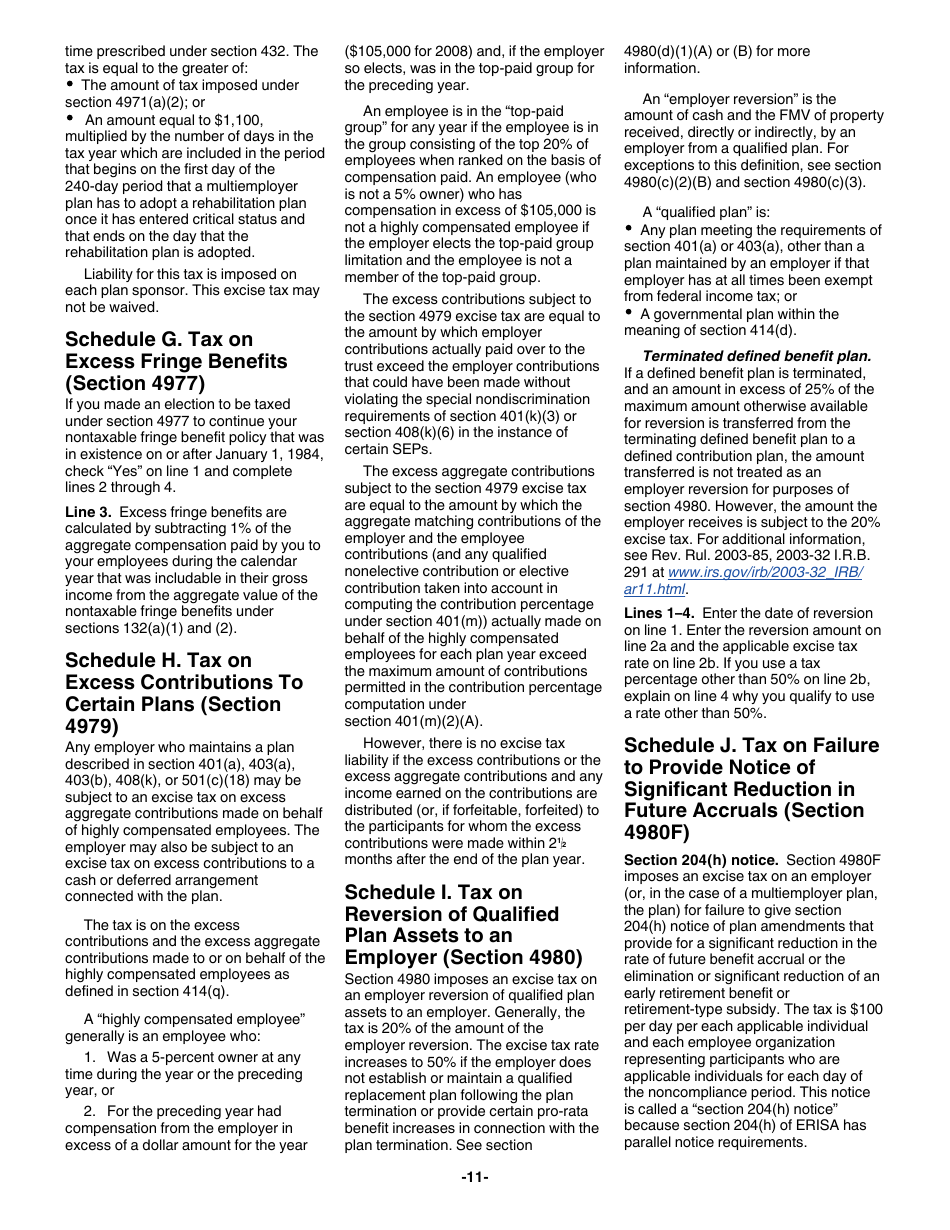 Instructions for IRS Form 5330 Return of Excise Taxes Related to Employee Benefit Plans, Page 11
