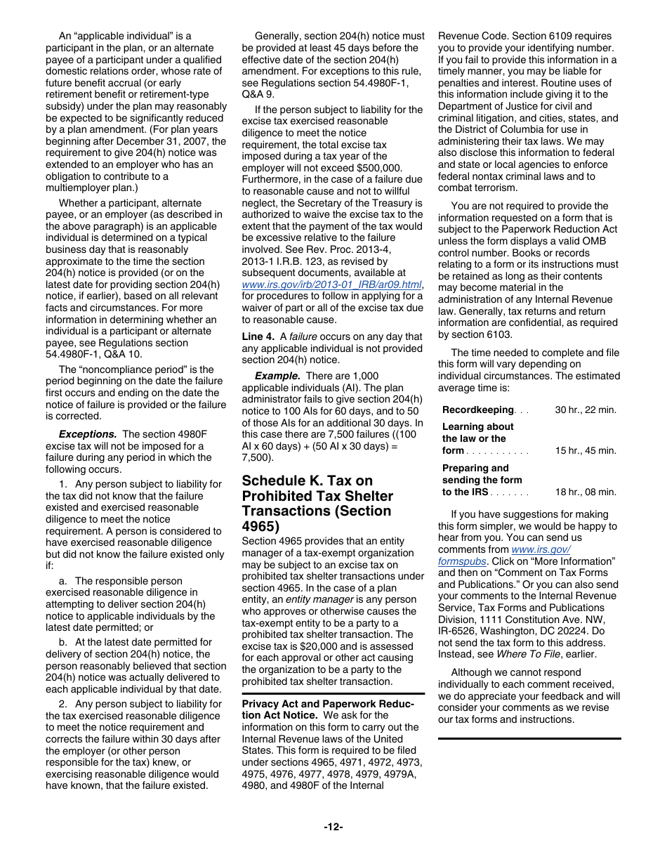 Instructions for IRS Form 5330 Return of Excise Taxes Related to Employee Benefit Plans, Page 12