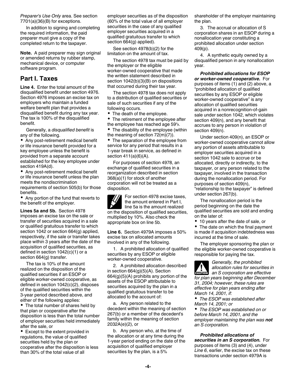 Instructions for IRS Form 5330 Return of Excise Taxes Related to Employee Benefit Plans, Page 4