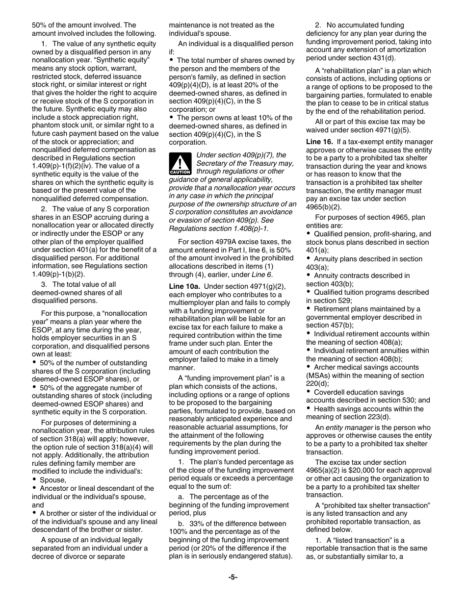 Instructions for IRS Form 5330 Return of Excise Taxes Related to Employee Benefit Plans, Page 5