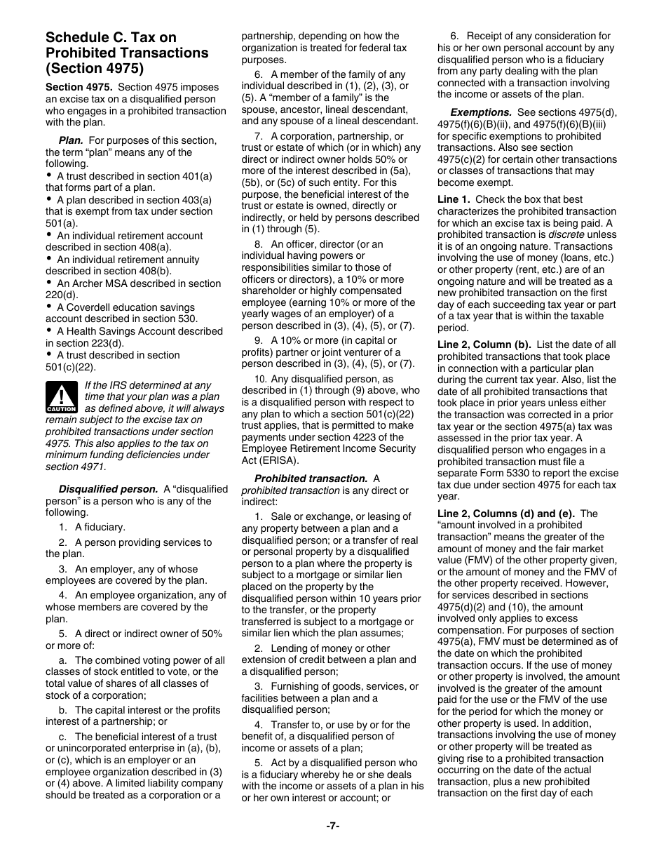 Instructions for IRS Form 5330 Return of Excise Taxes Related to Employee Benefit Plans, Page 7