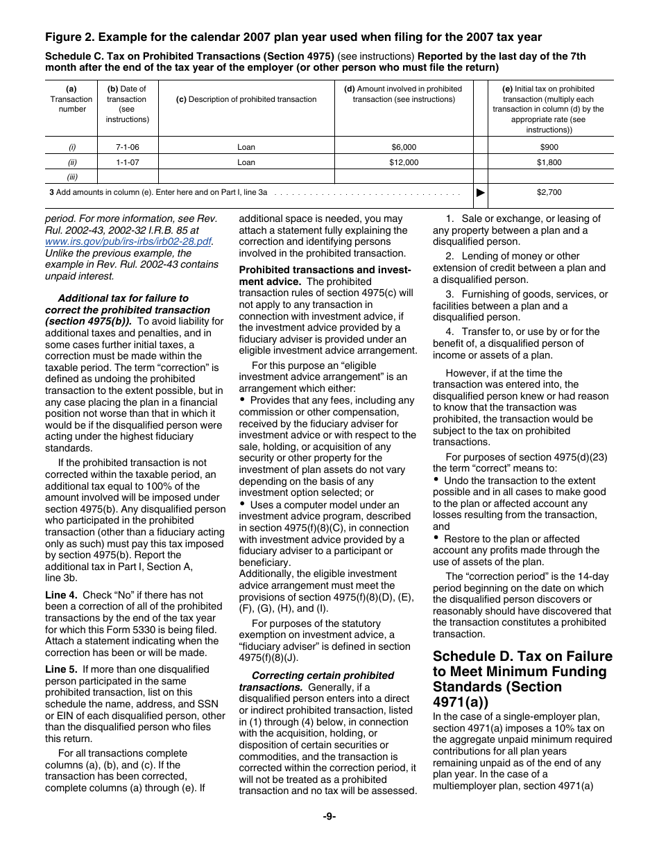 Instructions for IRS Form 5330 Return of Excise Taxes Related to Employee Benefit Plans, Page 9