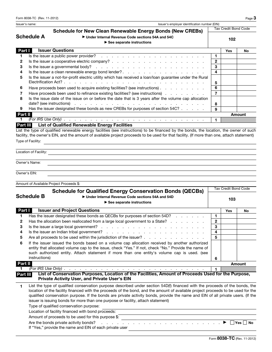 IRS Form 8038-TC Information Return for Tax Credit Bonds, Page 3