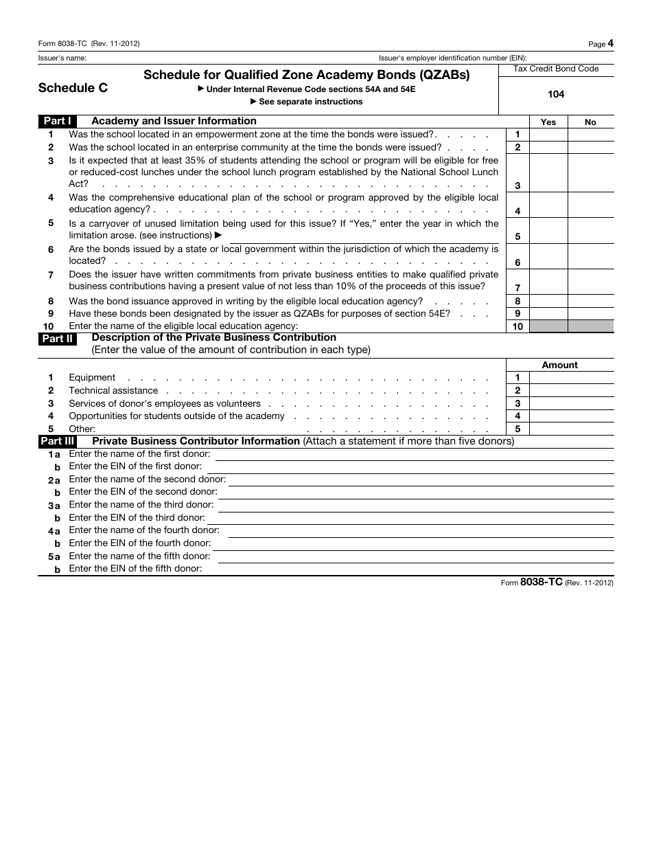 IRS Form 8038-TC Information Return for Tax Credit Bonds, Page 4