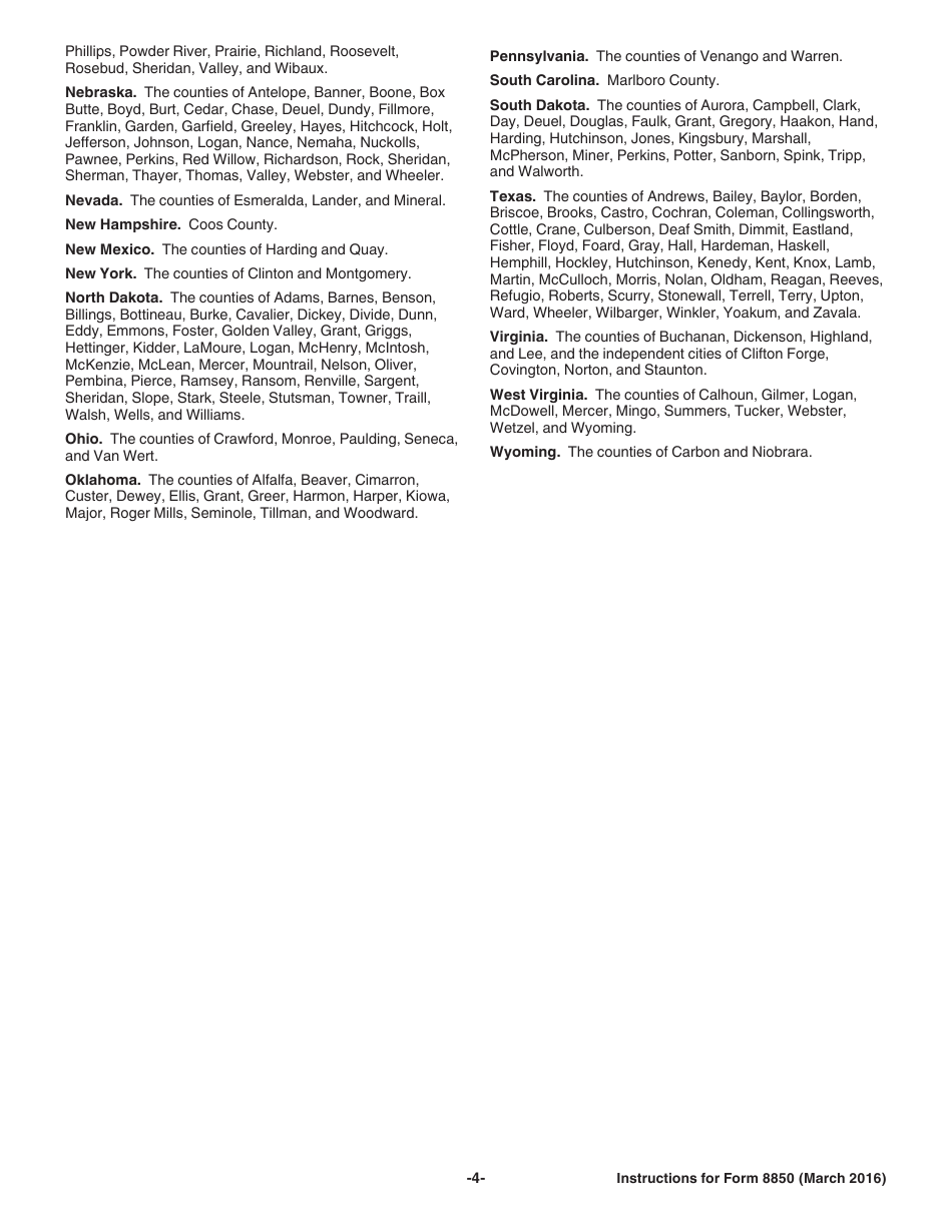 Instructions for IRS Form 8850 Pre-screening Notice and Certification Request for the Work Opportunity Credit, Page 4
