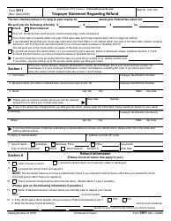 Document preview: IRS Form 3911 Taxpayer Statement Regarding Refund
