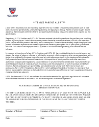Document preview: Usta Medical Release Form - Junior Tennis Players - North Carolina