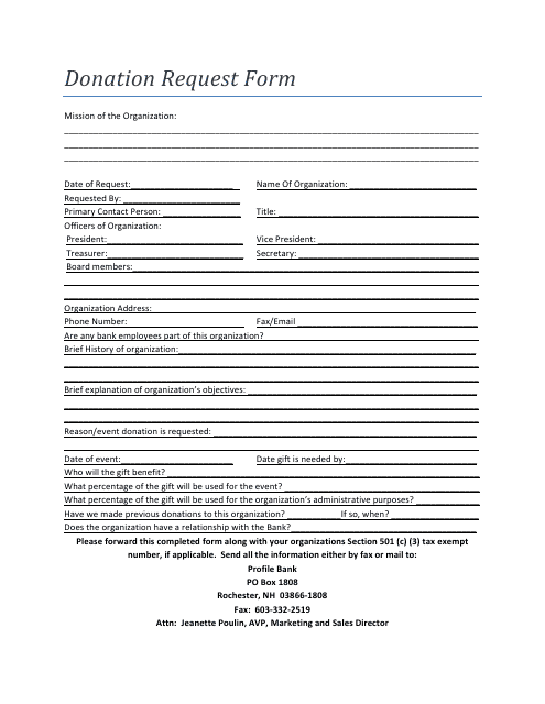 Donation Request Form - New Hampshire