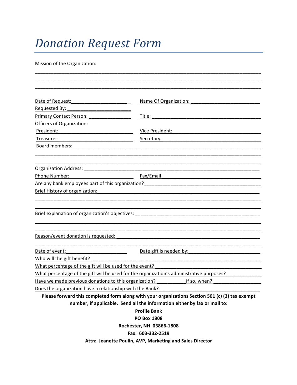 Donation Request Form - New Hampshire, Page 1