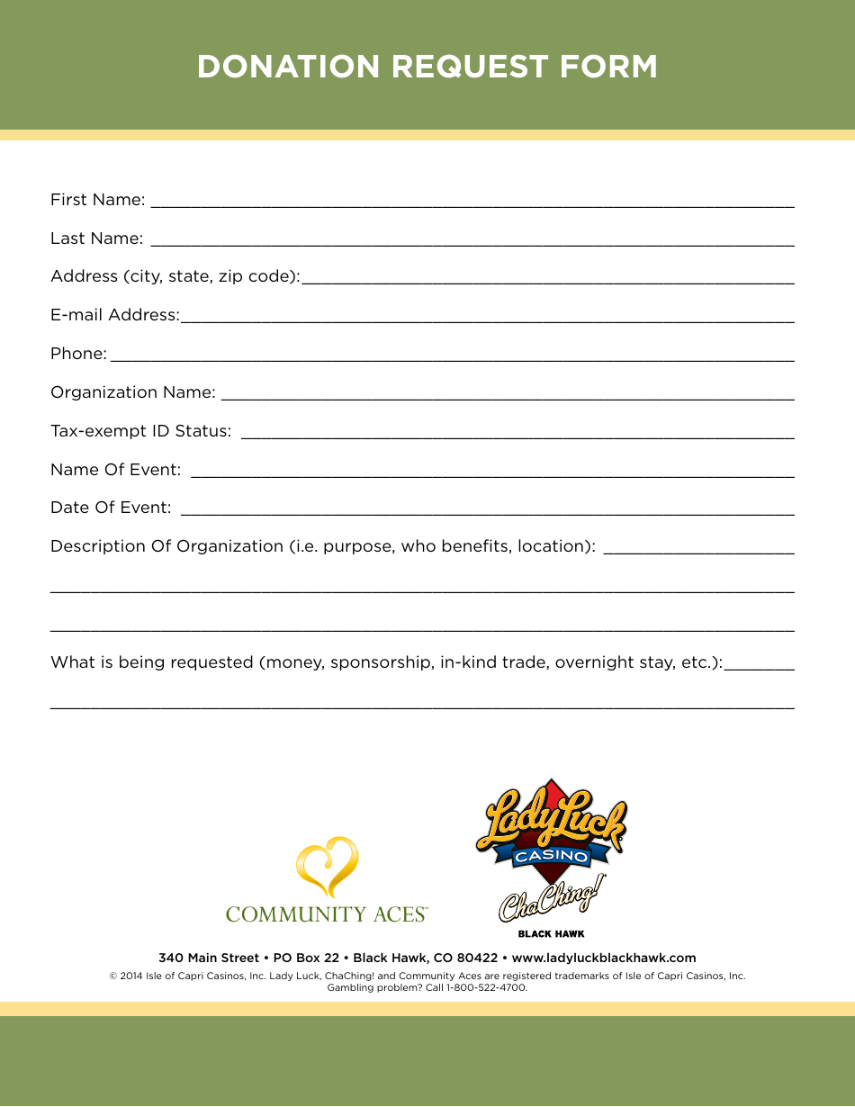 Donation Request Form - Ladyluck, Page 1