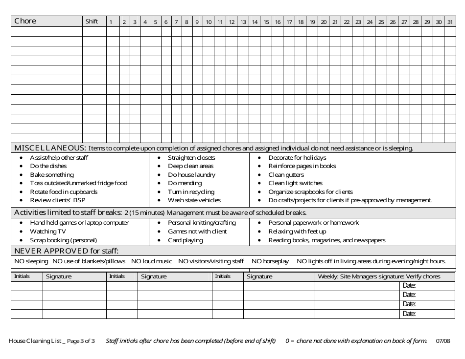 House Cleaning List Template, Page 3