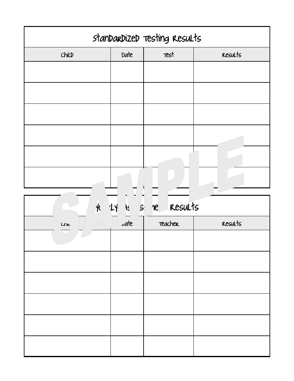 Sample Weekly Homeschool Planner, Page 8