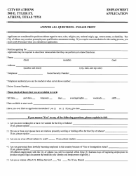 &quot;Employment Application Form&quot; - City of Athens, Texas, Page 2