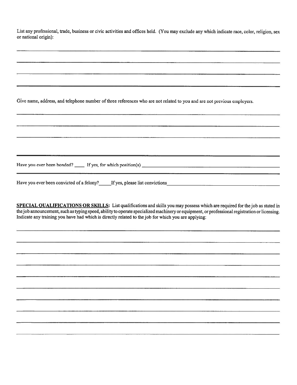 Employment Application Form - City of Athens, Texas, Page 3