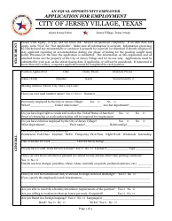 Document preview: Employment Application Packet - City of Jersey Village, Texas