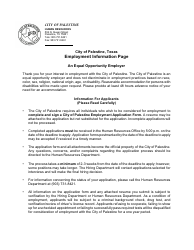 Document preview: Employment Application Form - City of Palestine, Texas