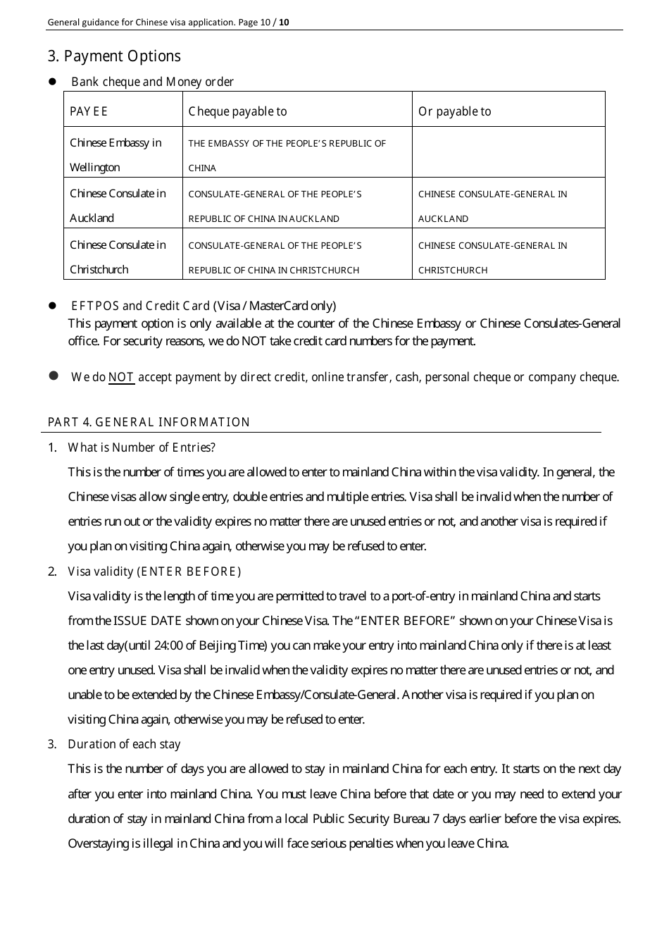 Form V2013 Chinese Visa Application Form - Embassy of the Peoples Republic of China - Wellington, New Zealand, Page 10