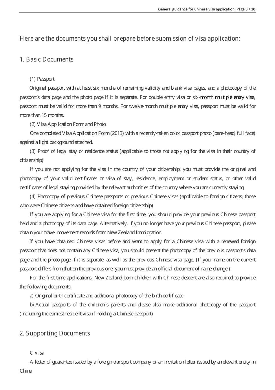 Form V2013 Chinese Visa Application Form - Embassy of the Peoples Republic of China - Wellington, New Zealand, Page 3