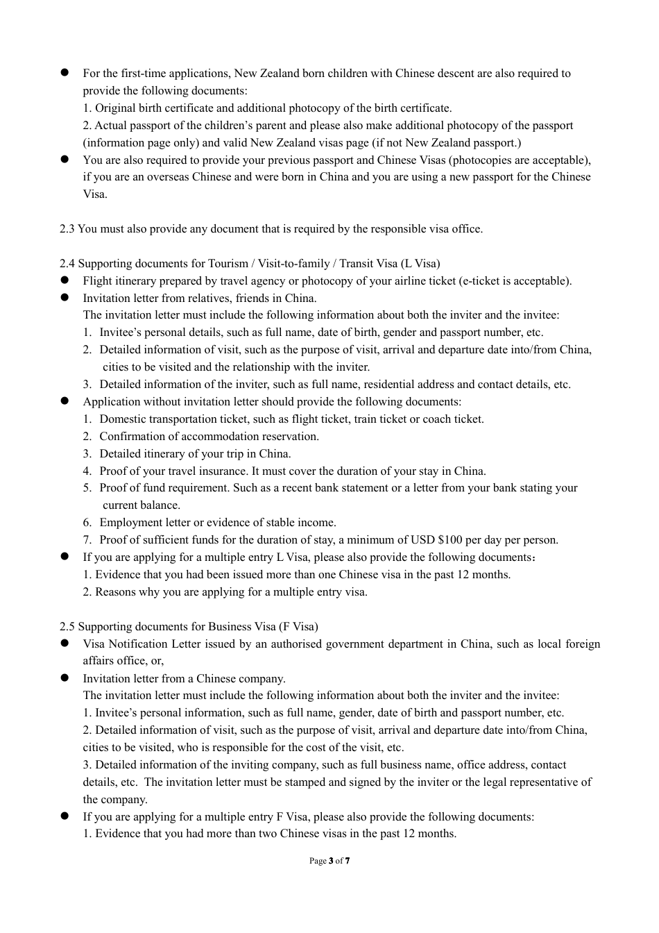 Chinese Visa Application Form - Embassy of the Peoples Republic of China - Wellington, New Zealand, Page 3