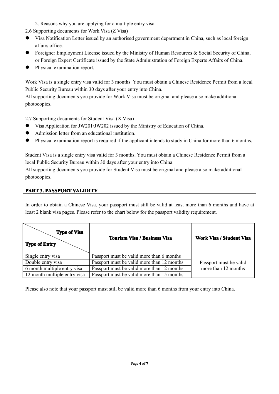 Chinese Visa Application Form - Embassy of the Peoples Republic of China - Wellington, New Zealand, Page 4
