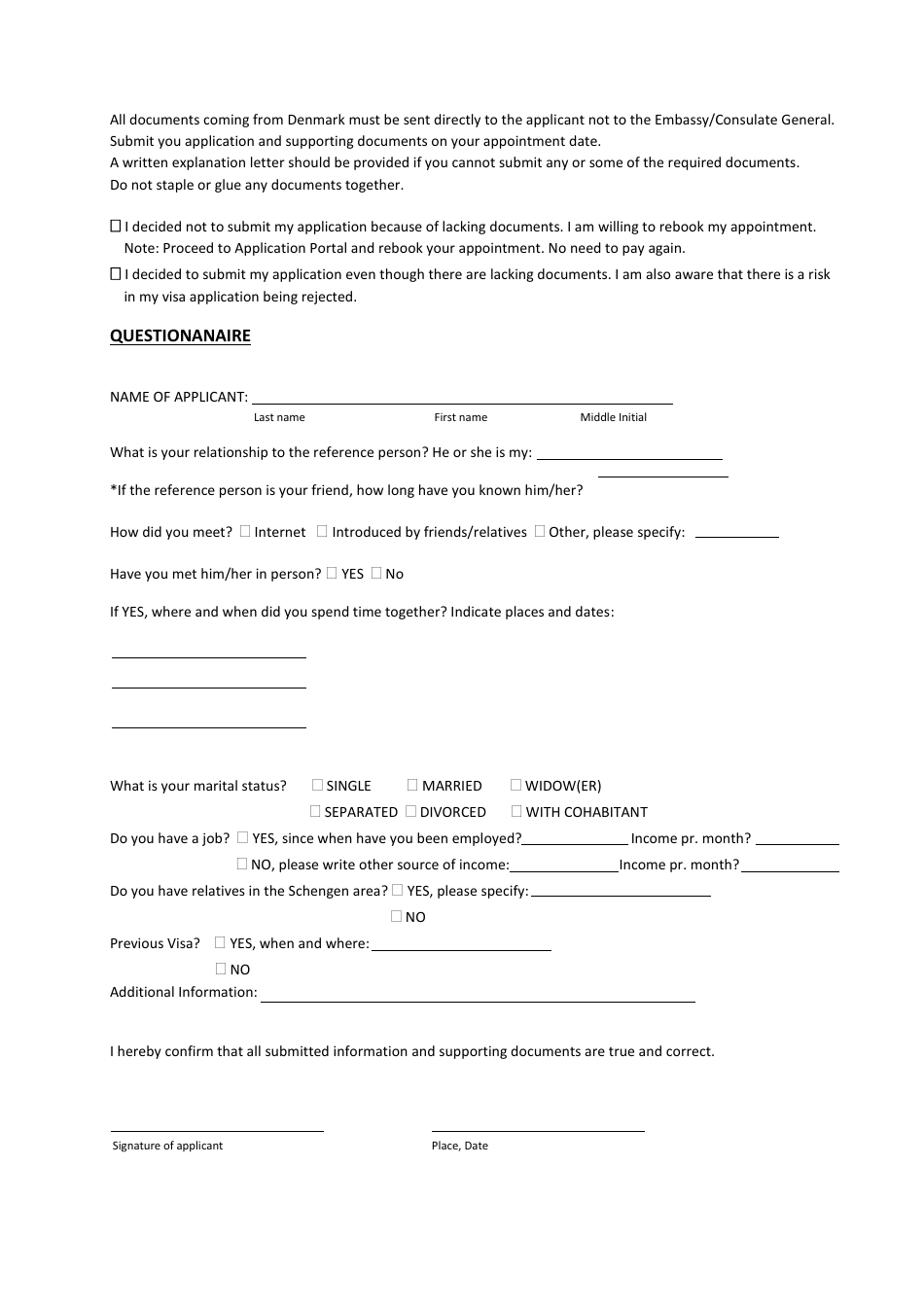 Brazil Danish Schengen Visa Checklist - Visit Family Or Friends In 