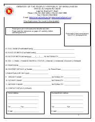 Document preview: Bangladesh Travel Visa Application Form - Embassy of the People's Republic of Bangladesh - Brasilia, Federal District, Brazil