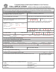 Document preview: Russian Visa Application Form - Consulate General of the Russian Federation in San Francisco - City and County of San Francisco, California
