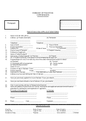 Document preview: Pakistani Visa Application Form - Embassy of Pakistan - Copenhagen, Denmark