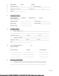 Form P2-6 &quot;Pakistan Visa Application Form - Consulate General of Pakistan&quot; - City of Houston, Texas, Page 3
