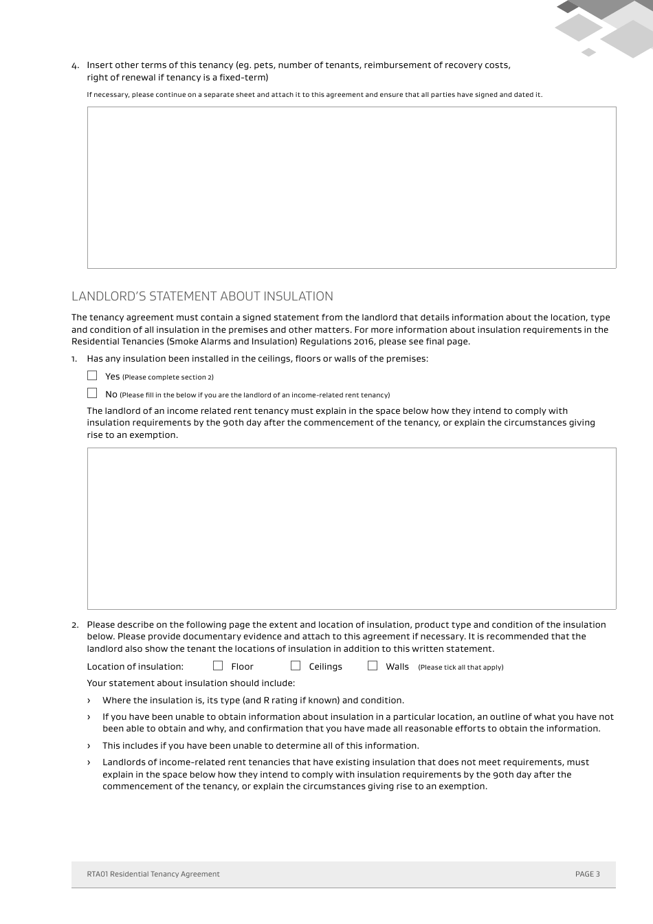 Form 01 Residential Tenancy Agreement - New Zealand, Page 3