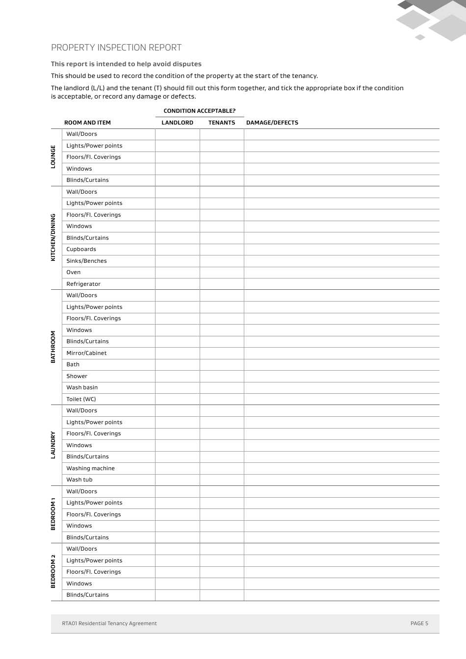 Form 01 Residential Tenancy Agreement - New Zealand, Page 5