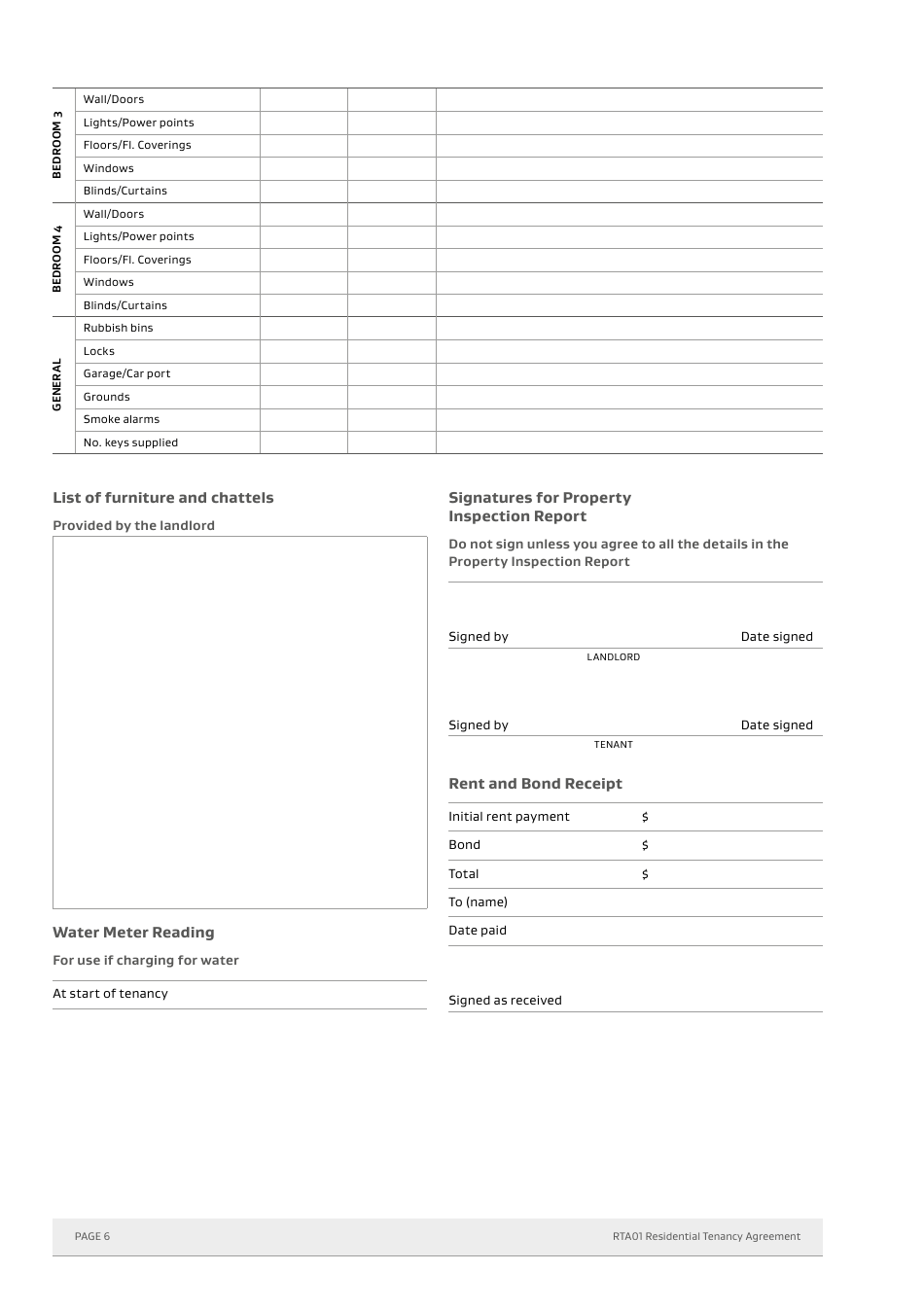 Form 01 Residential Tenancy Agreement - New Zealand, Page 6