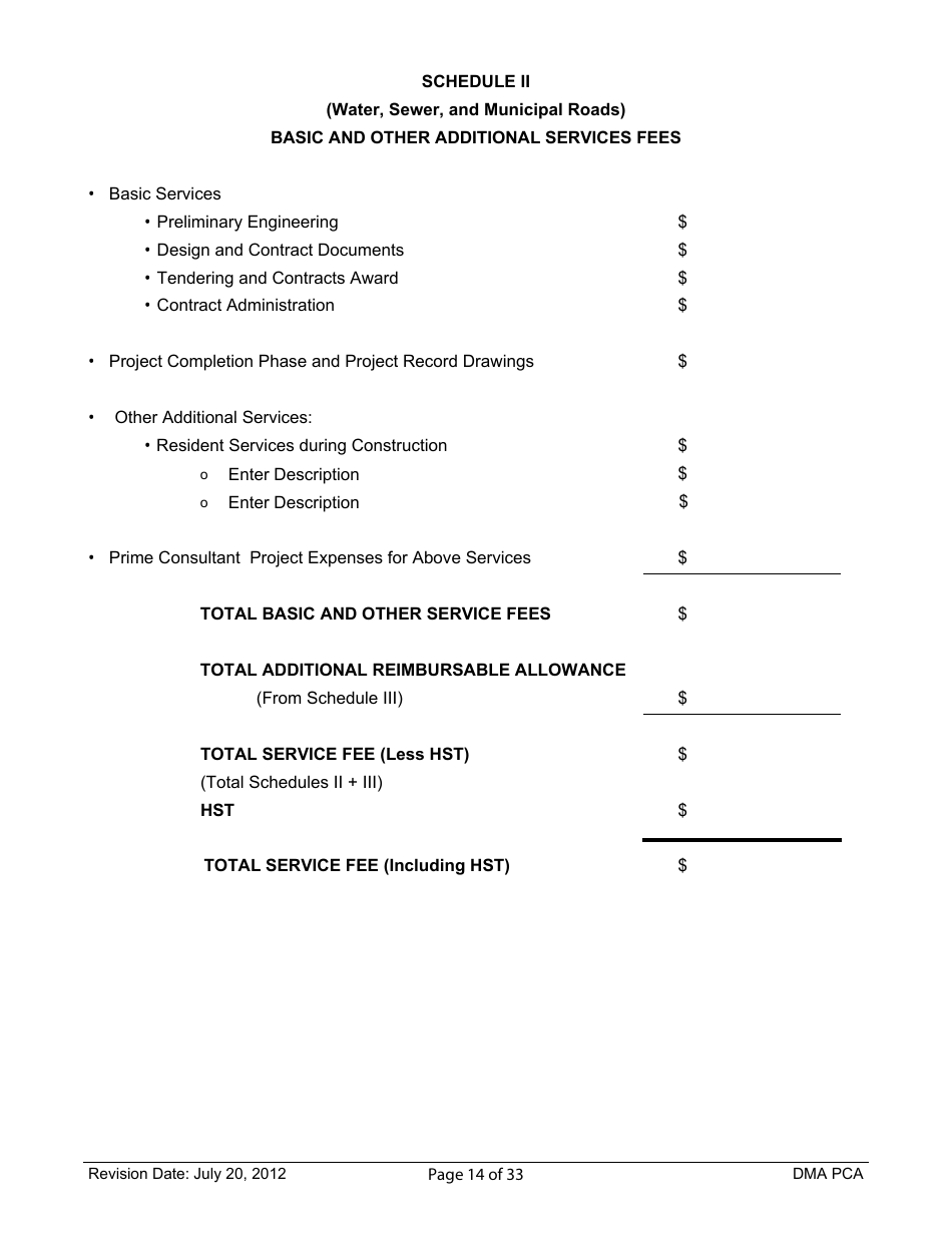 Standard Form of Agreement Between Client and Prime Consultant, Page 14