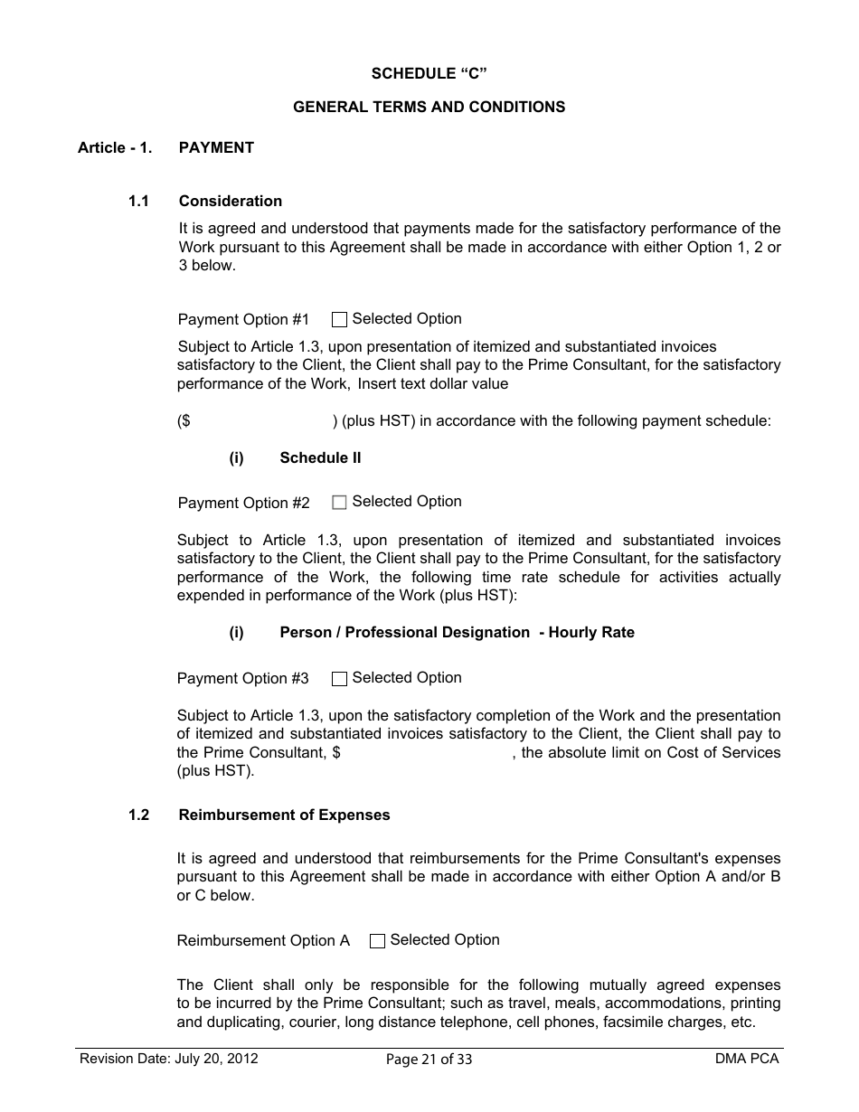 Standard Form of Agreement Between Client and Prime Consultant, Page 21