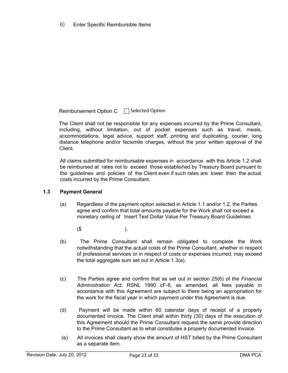 Standard Form of Agreement Between Client and Prime Consultant, Page 23
