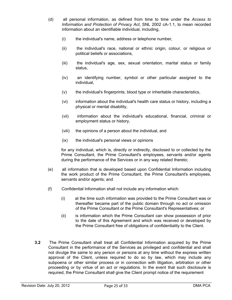 Standard Form of Agreement Between Client and Prime Consultant, Page 25