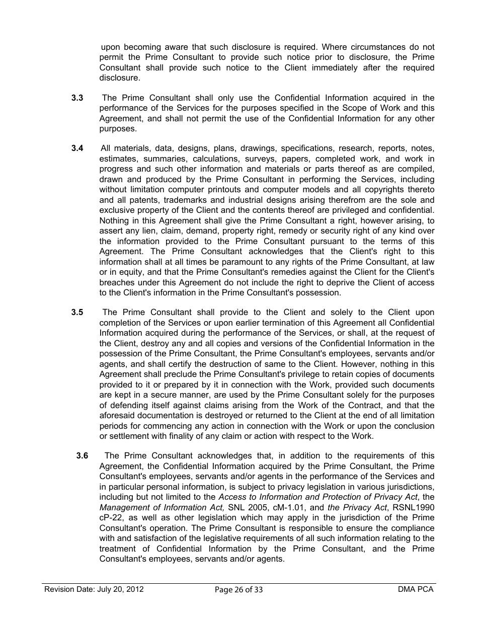 Standard Form of Agreement Between Client and Prime Consultant, Page 26