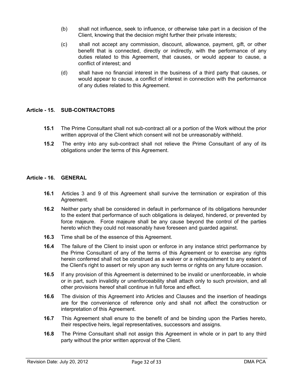 Standard Form of Agreement Between Client and Prime Consultant - Fill ...