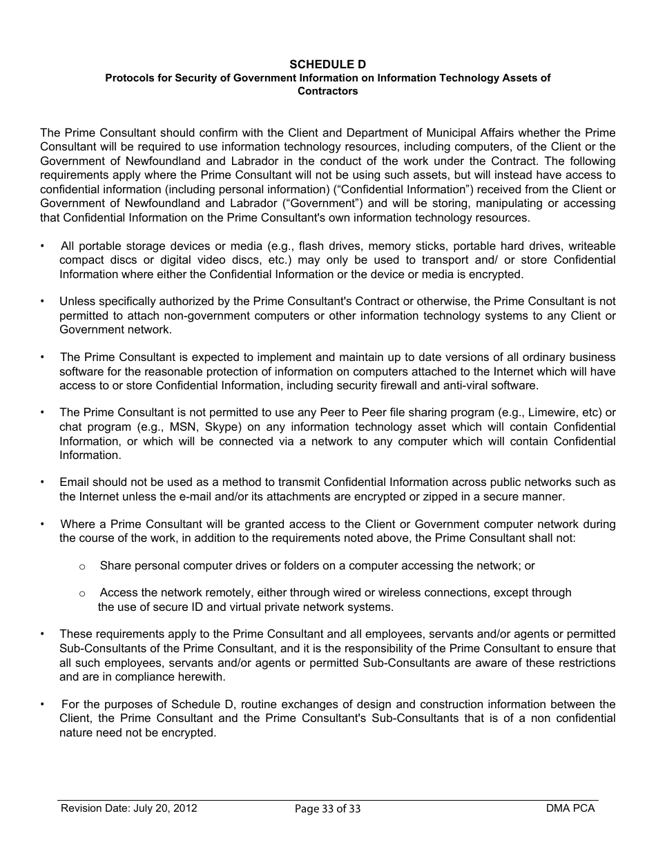 Standard Form of Agreement Between Client and Prime Consultant, Page 33