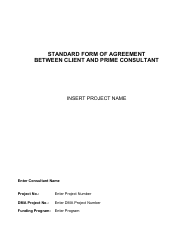 &quot;Standard Form of Agreement Between Client and Prime Consultant&quot;