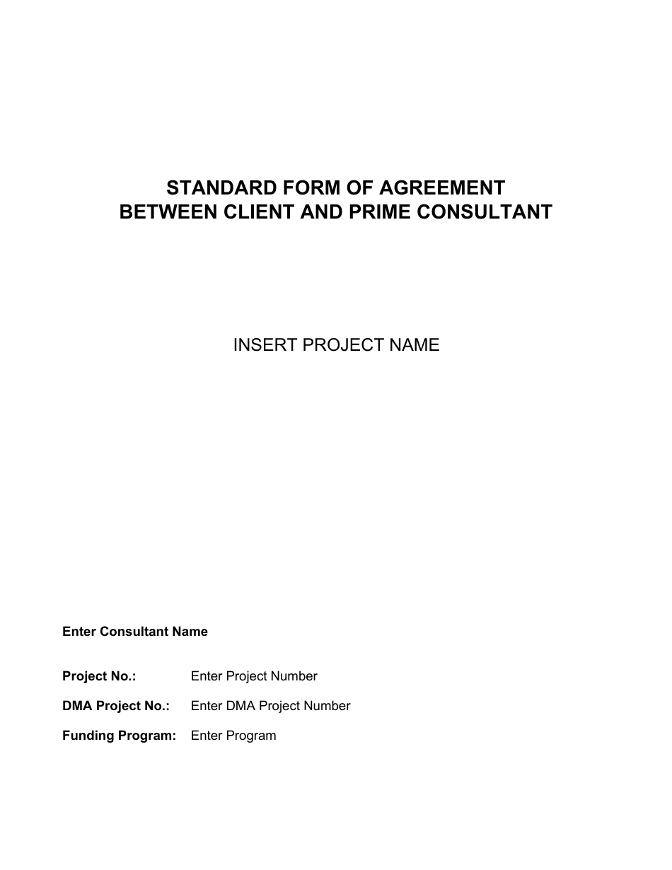 Standard Form of Agreement Between Client and Prime Consultant - Fill ...