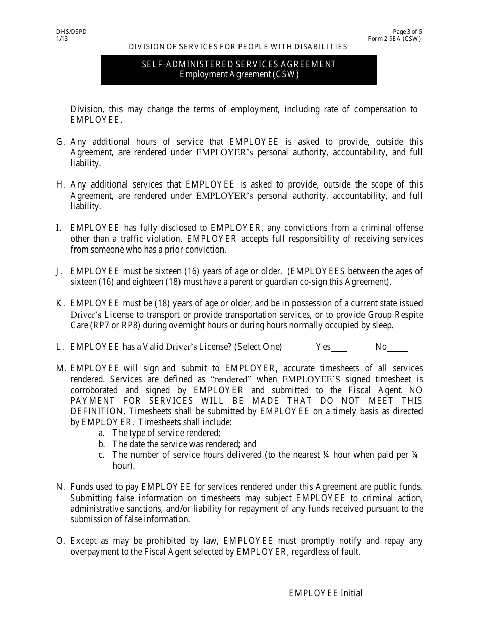 Form 2-9ea Self-administered Services Agreement - Utah, Page 3